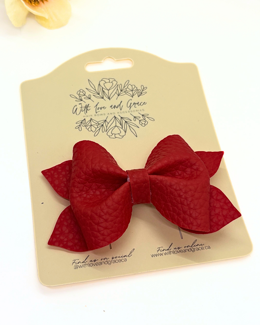 Solid Litchi Pinch Bows