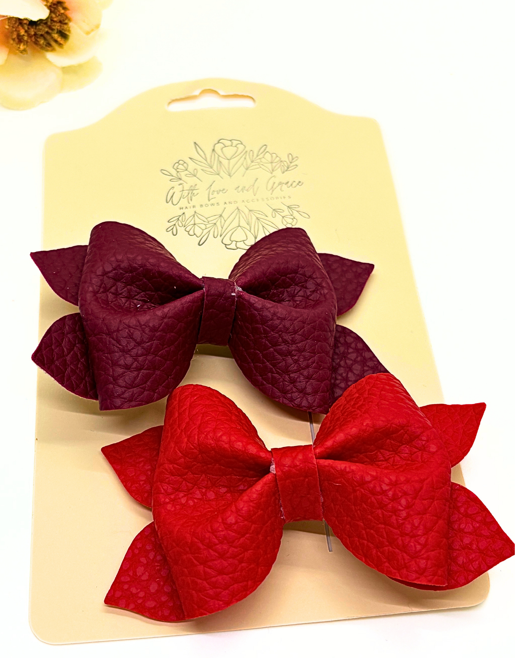Solid Litchi Pinch Bows
