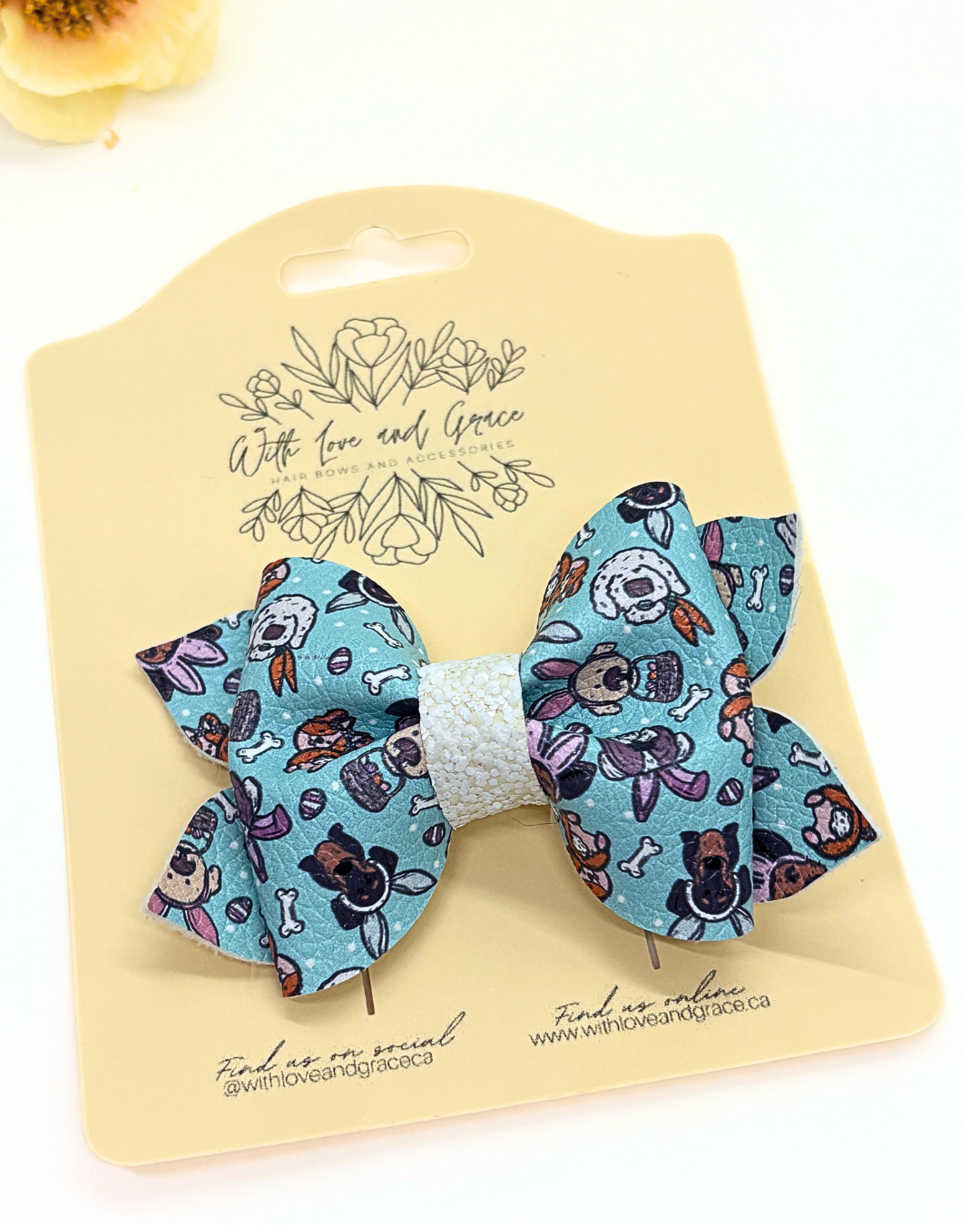 Puppies as Bunnies Pinch Bow