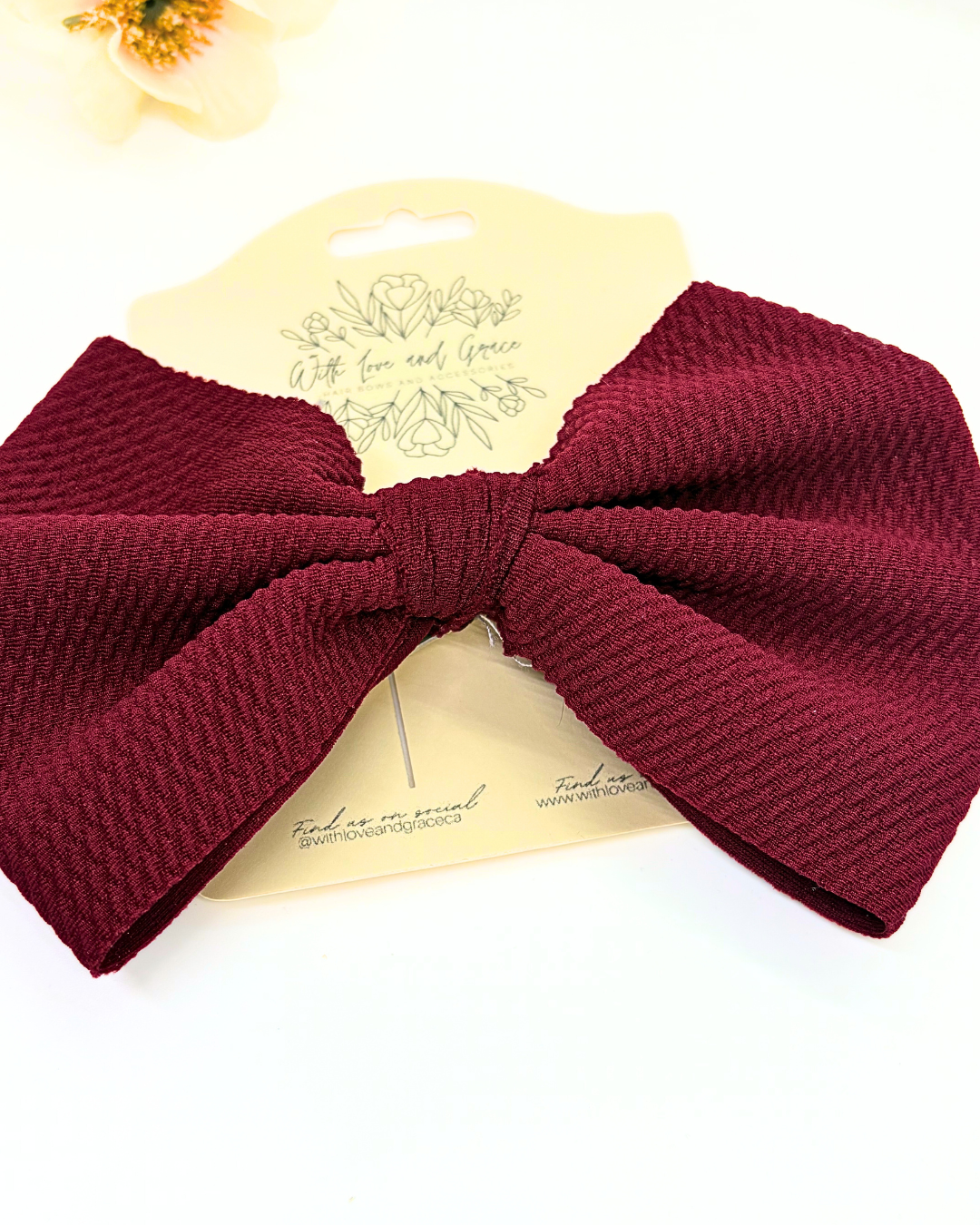 Burgundy Fabric Hair Bow