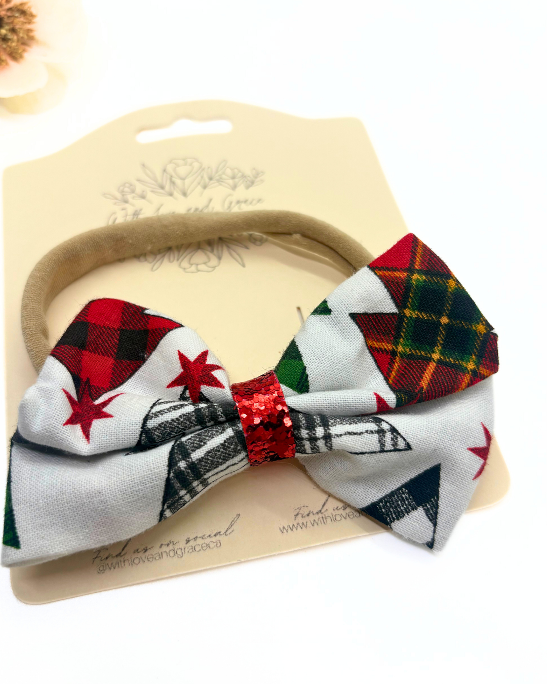 Mad for Plaid Fabric Bows on Nylon Headband