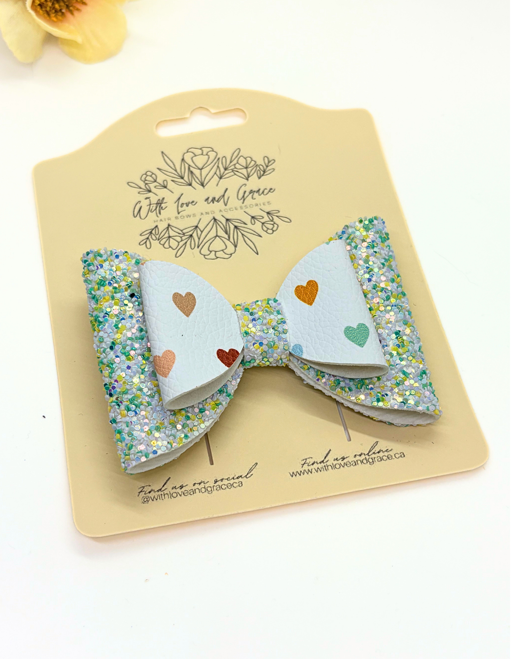 Rainbow Heart Classic Bow