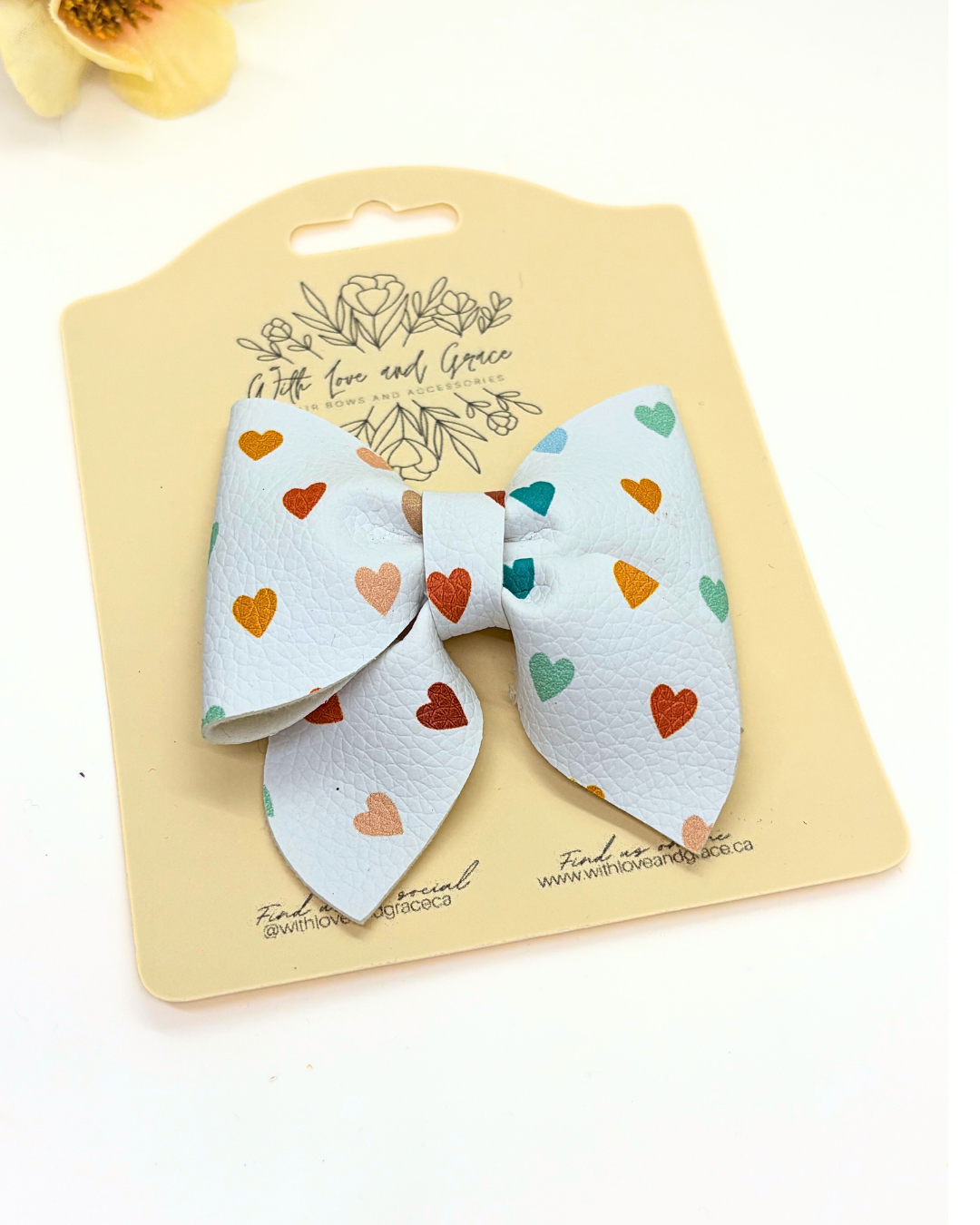 Rainbow Heart Sailor Bow