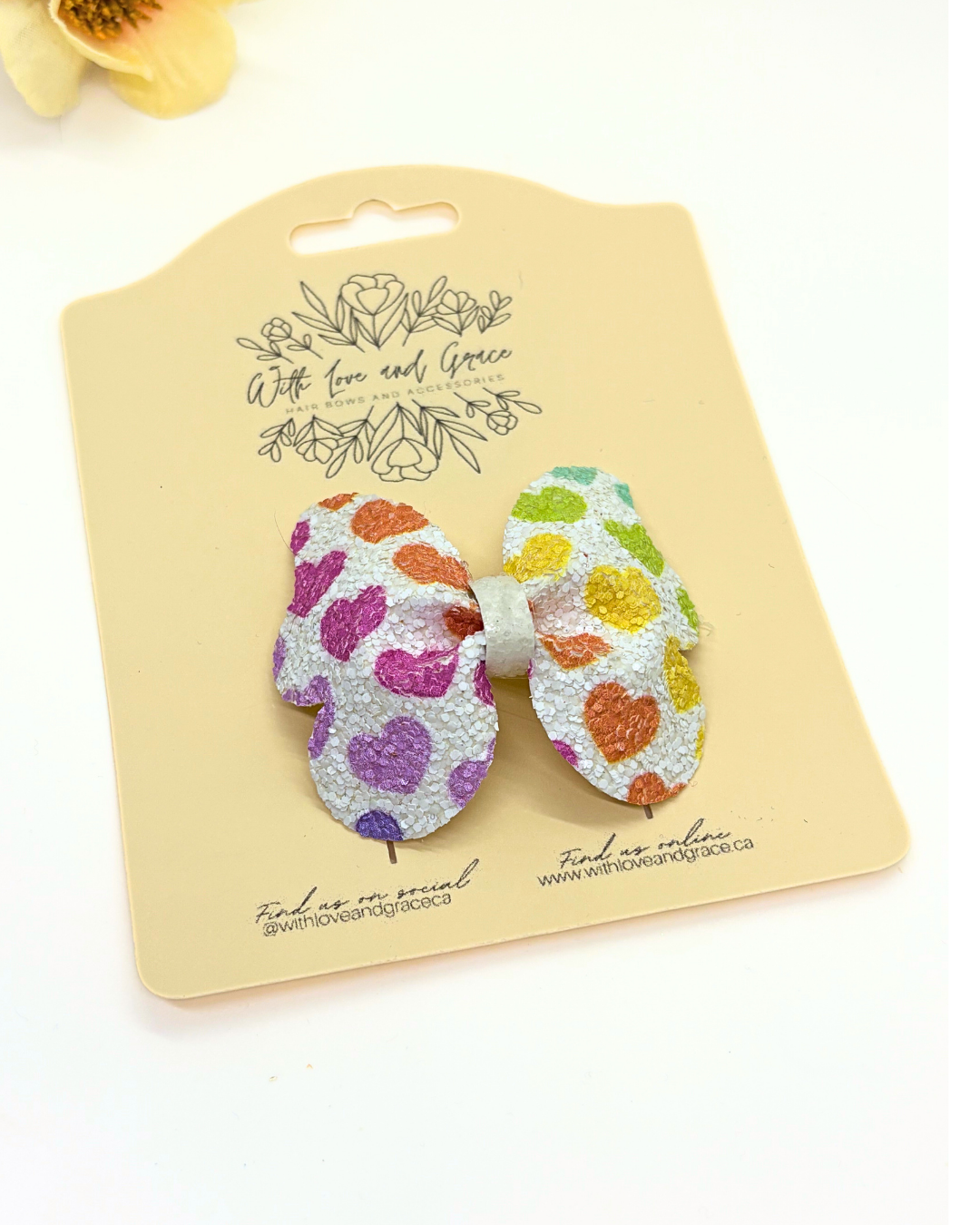 Rainbow Heart Butterfly Bow