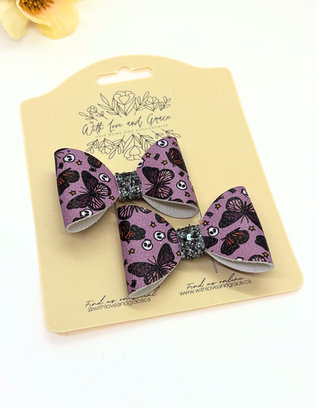 Butterfly Skull Classic Piggy Bows