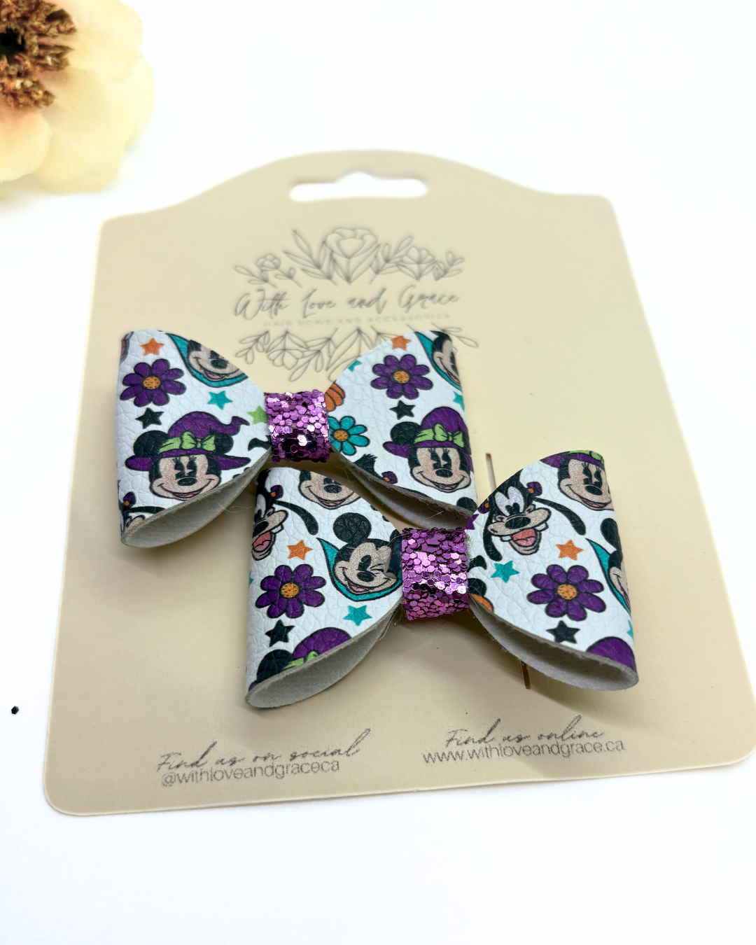 Mouse Dressed up as Witches and Vampires Classic Piggy Bow