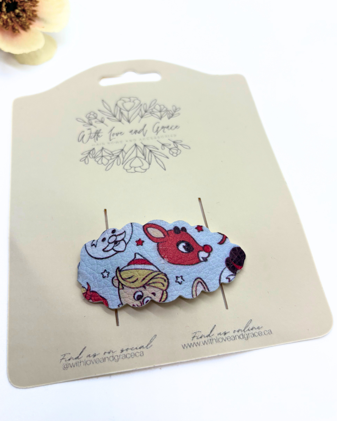 Reindeer with Red Nose Christmas Snap Clips