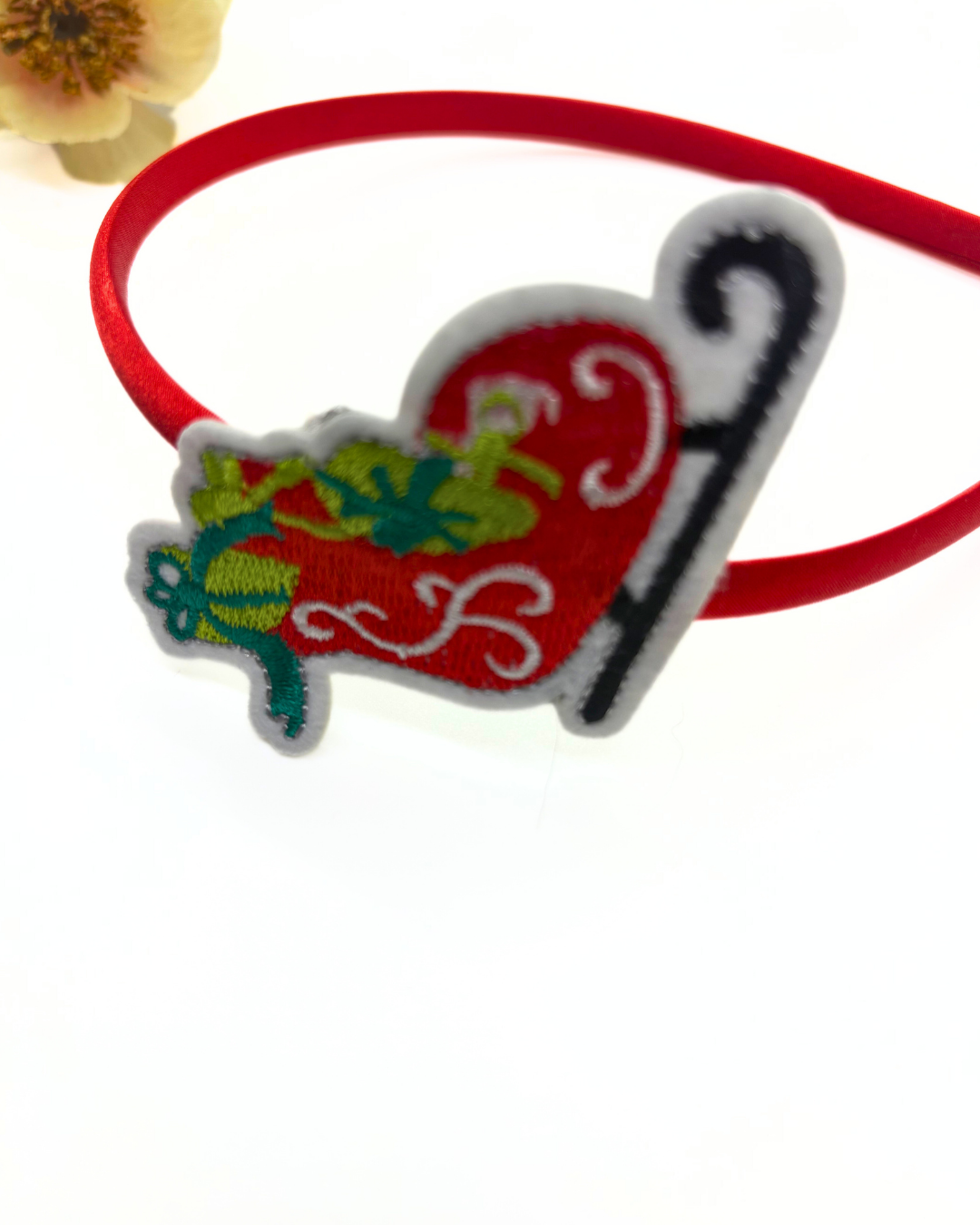 Embroidered Christmas Patch Headband