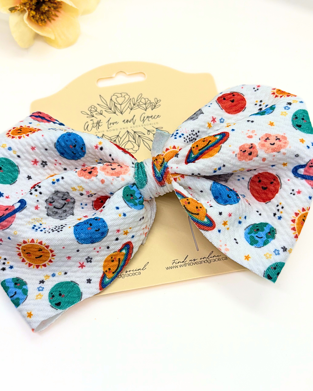 Space and Planets Fabric Hair Bow