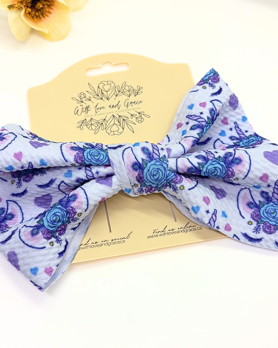 Unicorn Fabric Hair Bow