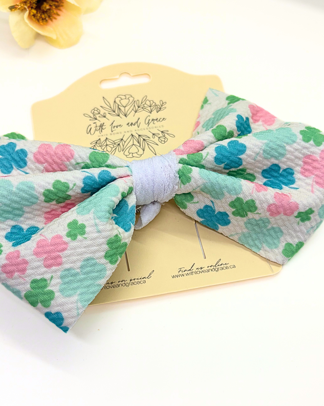 Shamrock Clover Fabric Hair Bow