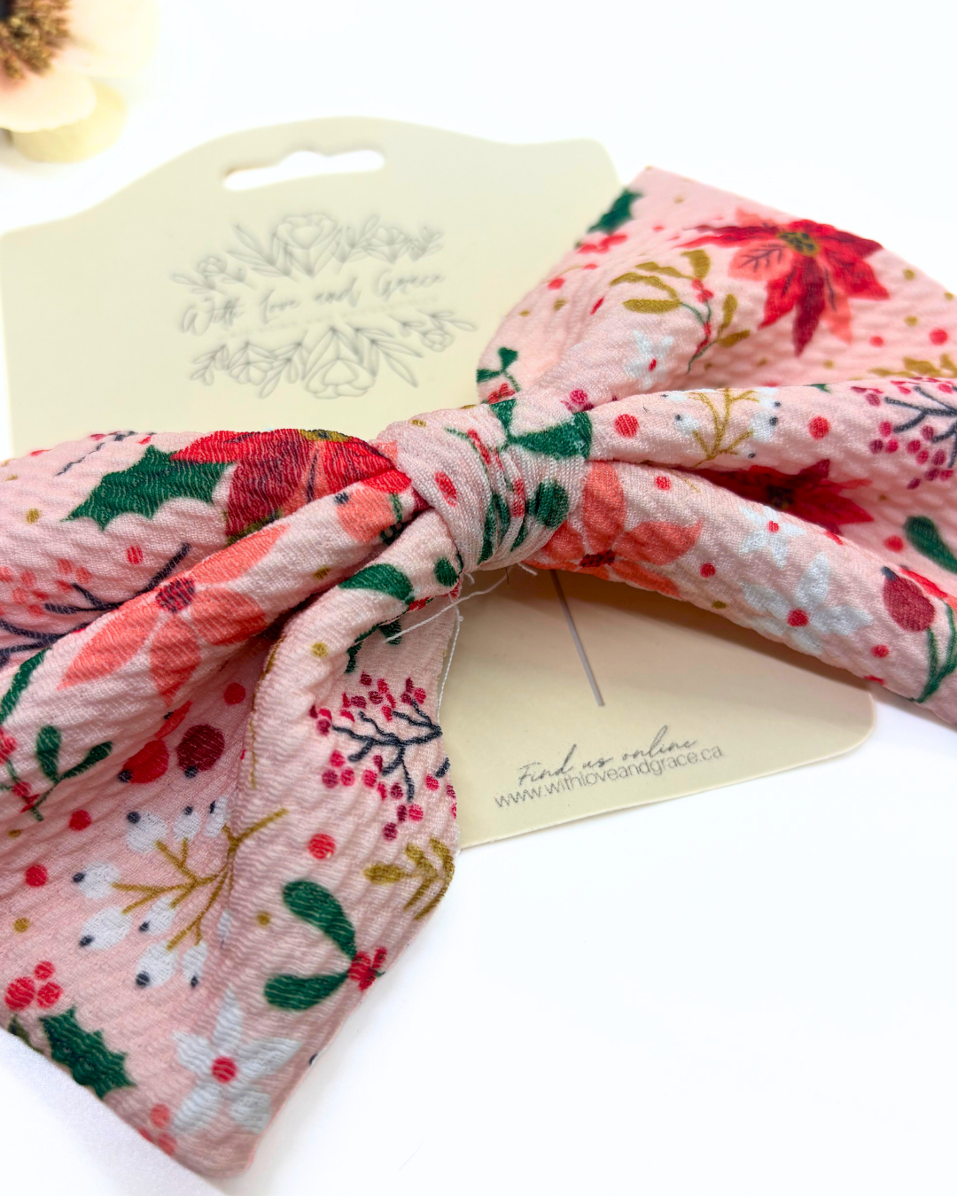 Christmas Floral Fabric Hairbow