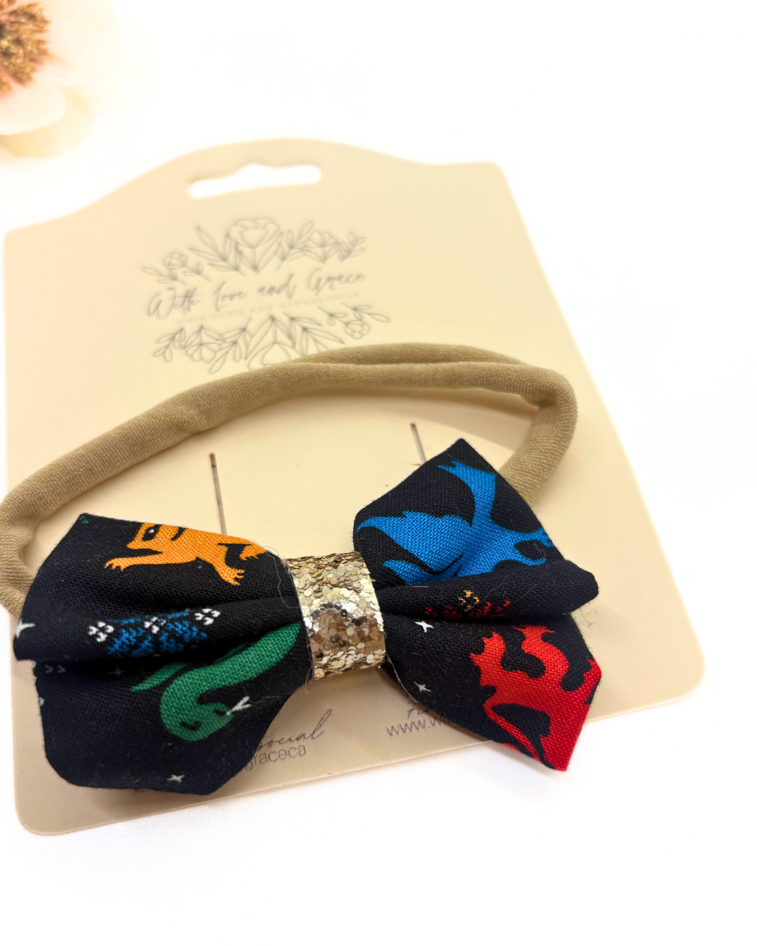 Starry Night Pinch Fabric Hairbow on Nylon Headband