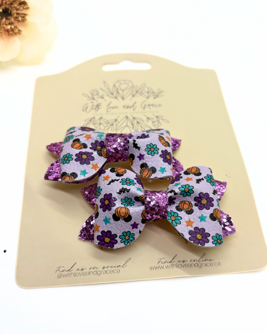Mouse Ear Pumpkin Pinch Piggy Bow