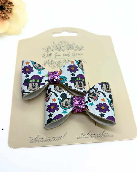 Mouse Dressed up as Witches and Vampires Classic Piggy Bow