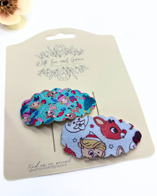 Reindeer with Red Nose Christmas Snap Clips