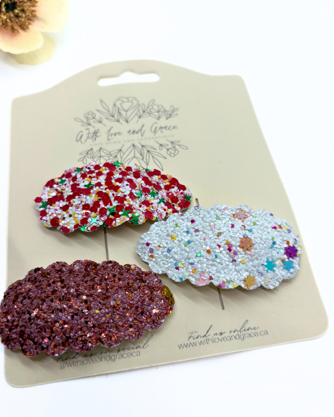 Christmas Glitter Snap Clips