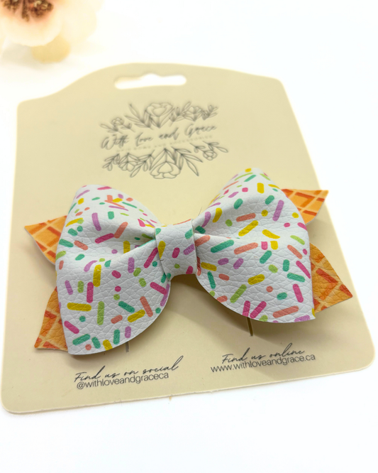 Sprinkle Ice Cream Pinch Bow