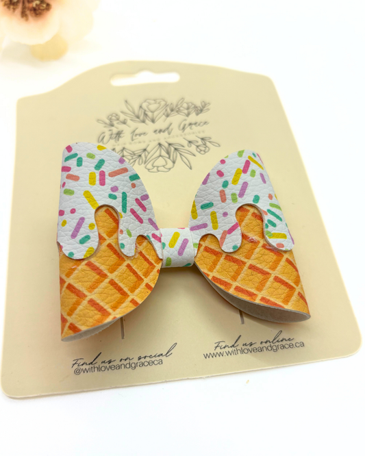 Sprinkle Ice Cream Classic Bow
