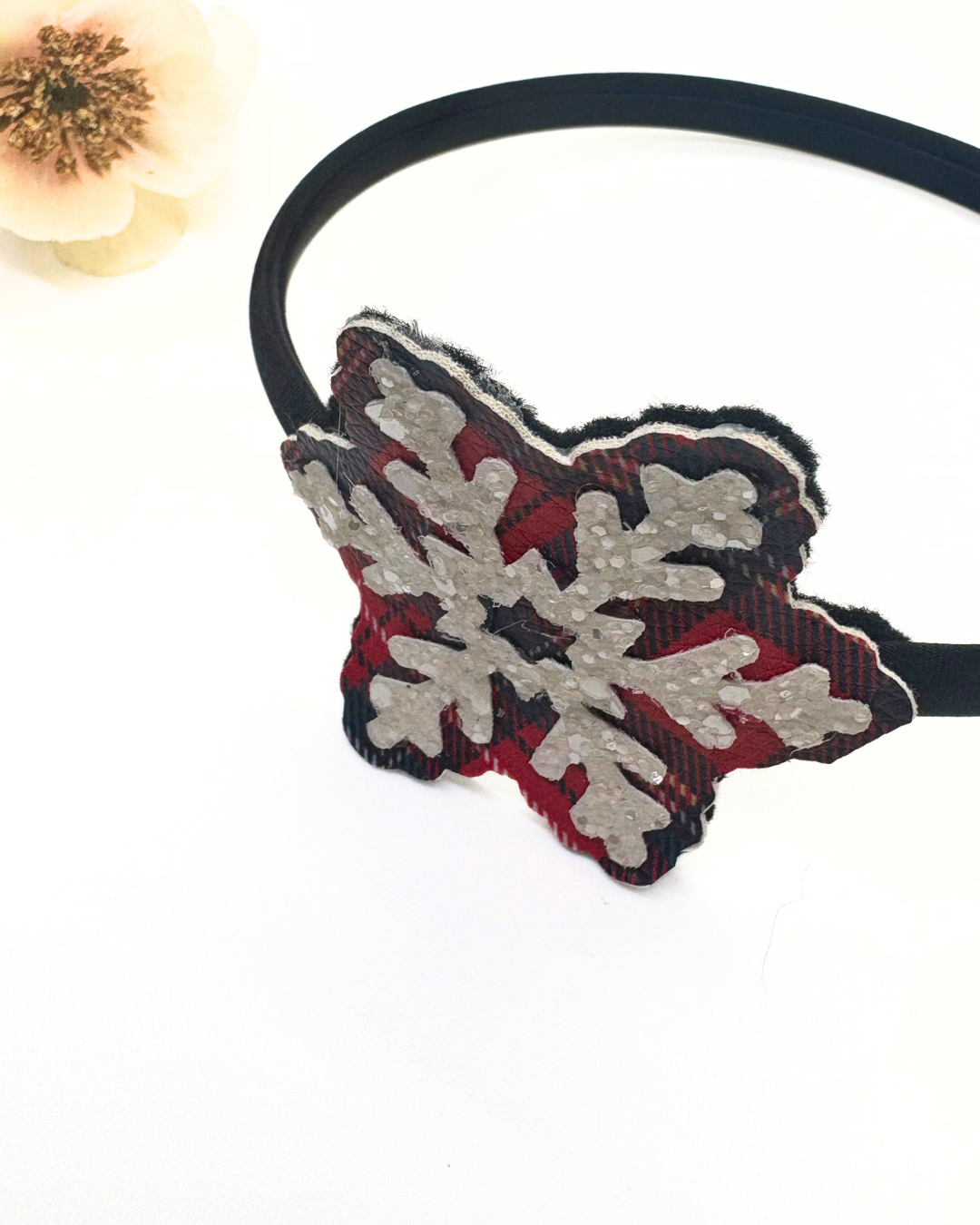 Leather Christmas Patch Headband