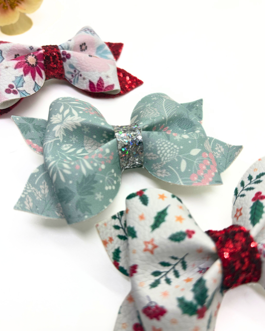 Christmas Floral Pinch Bow