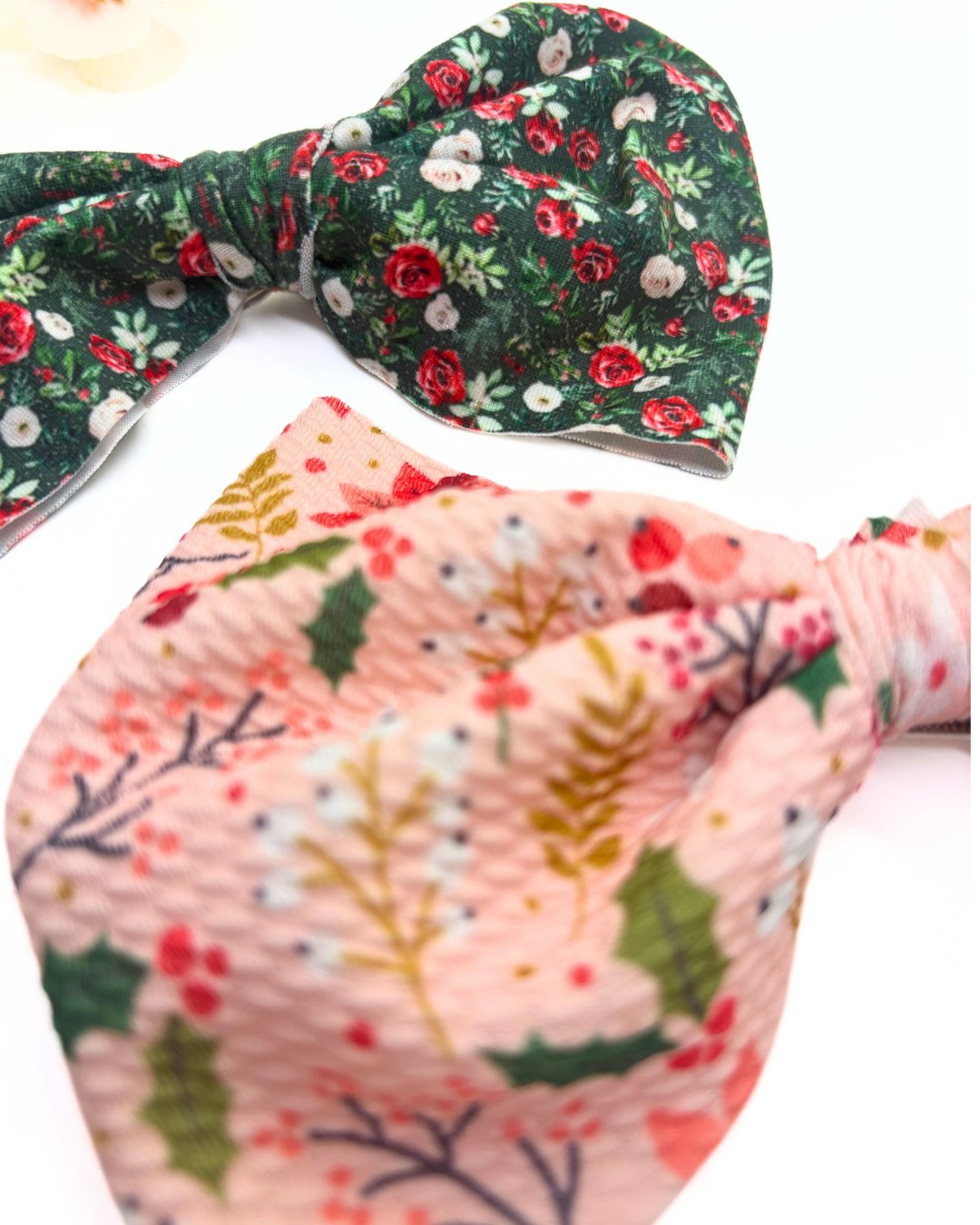 Christmas Floral Fabric Hairbow