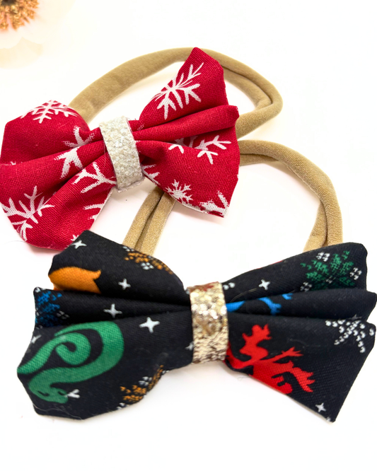 Starry Night Pinch Fabric Hairbow on Nylon Headband