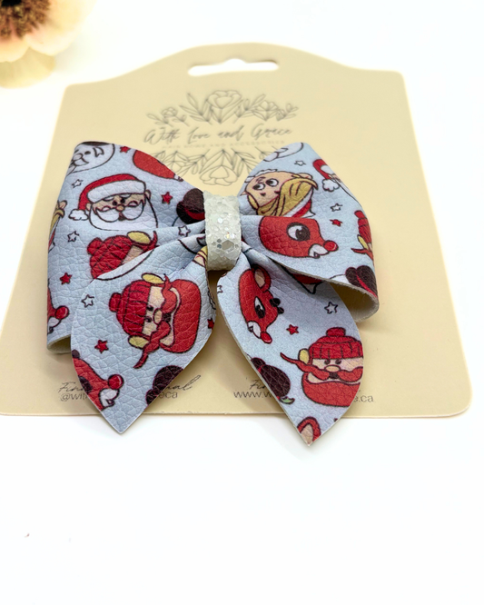 Reindeer with Red Nose Christmas Sailor Bow