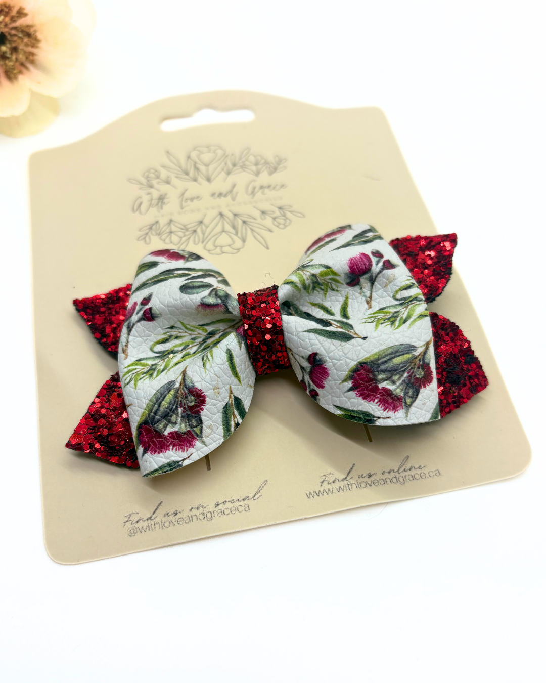 Christmas Floral Pinch Bow