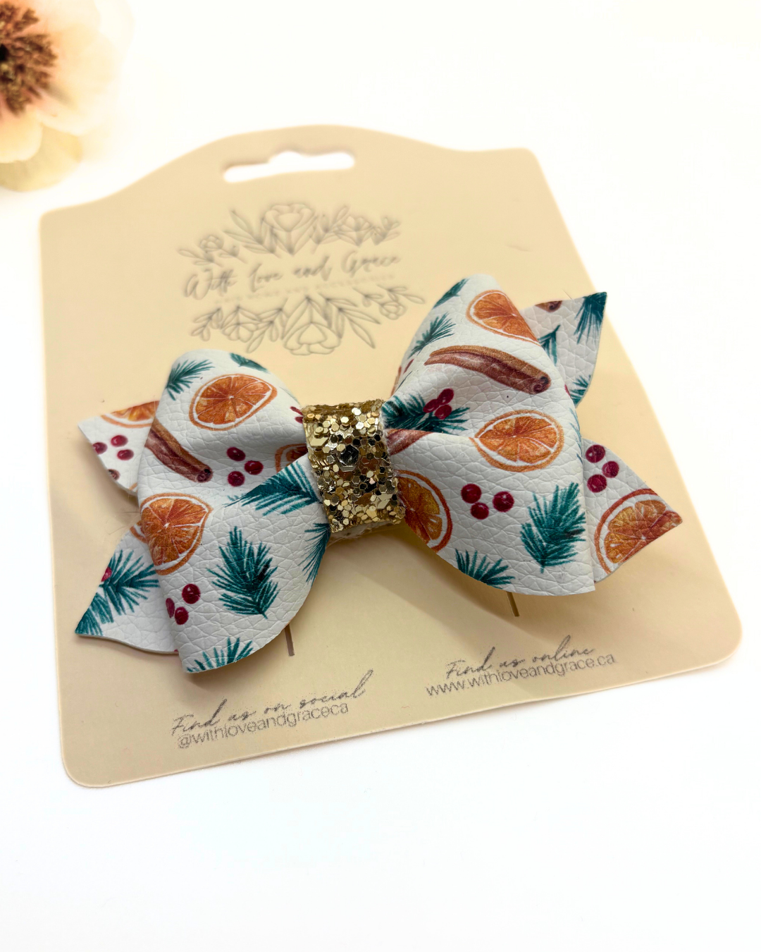 Christmas Floral Pinch Bow