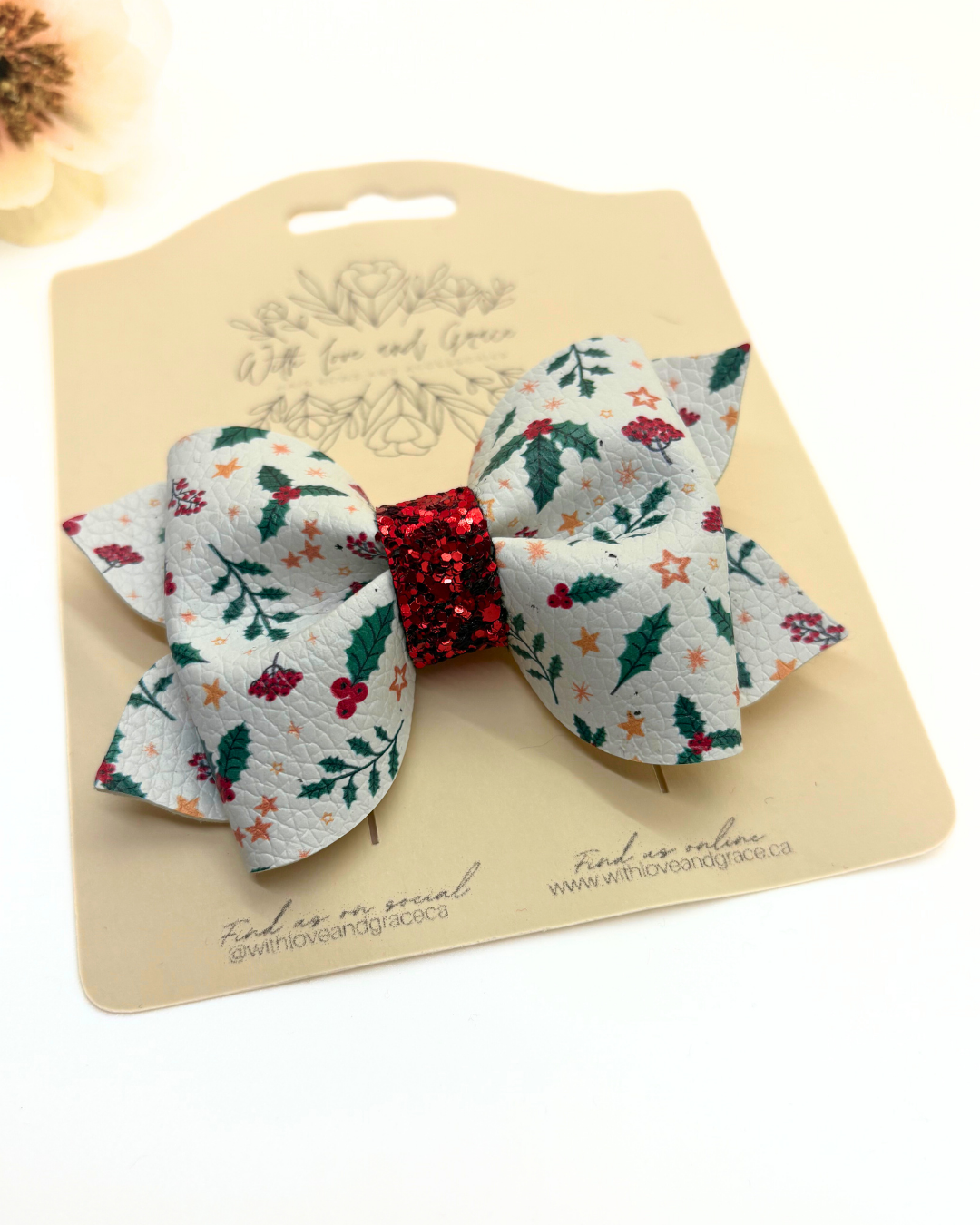 Christmas Floral Pinch Bow