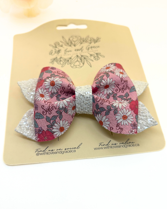 Big Sister Floral Pinch Bow