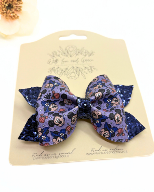 Mouse with Mouse ear pumpkins Pinch Bow