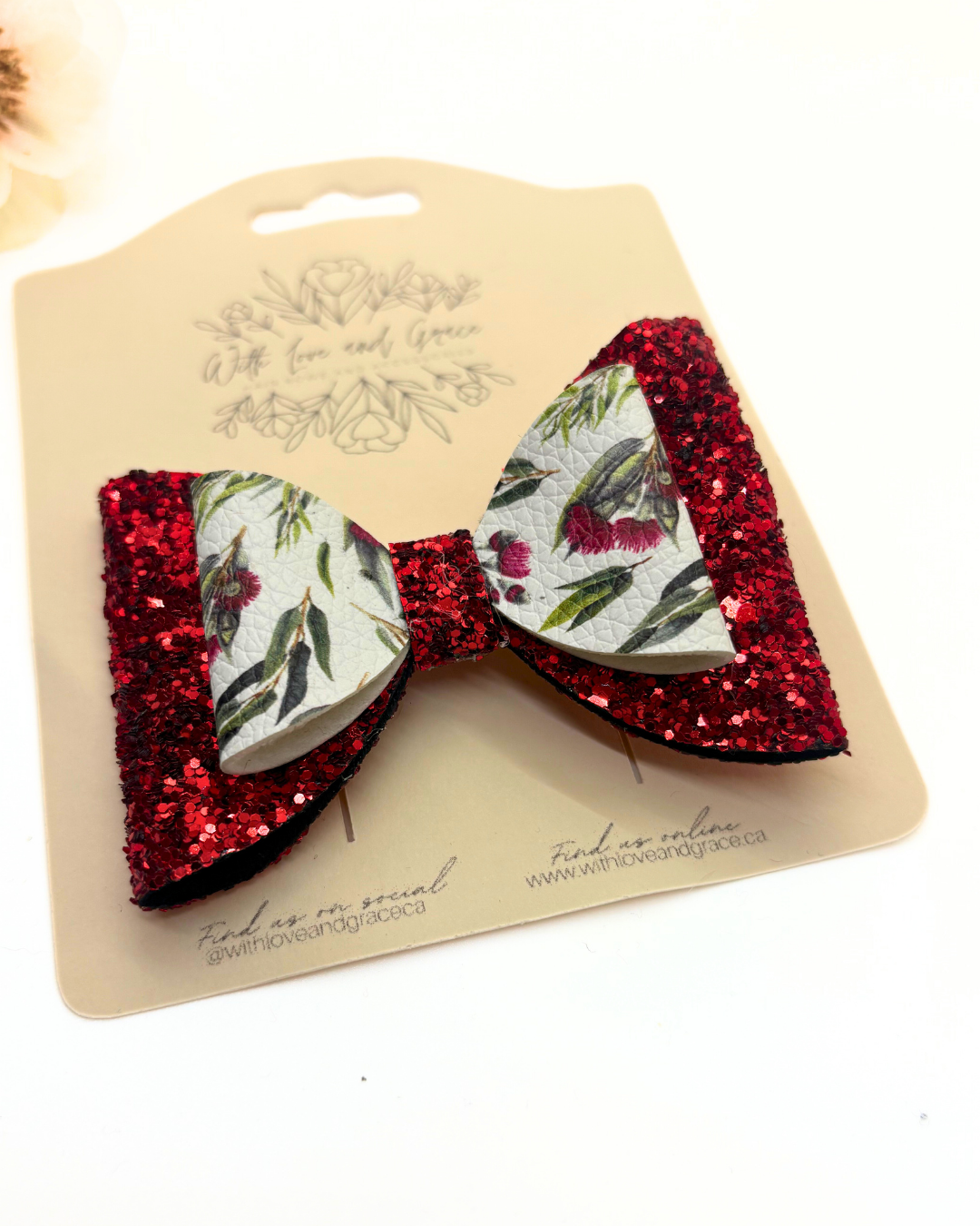 Christmas Floral Classic Bow