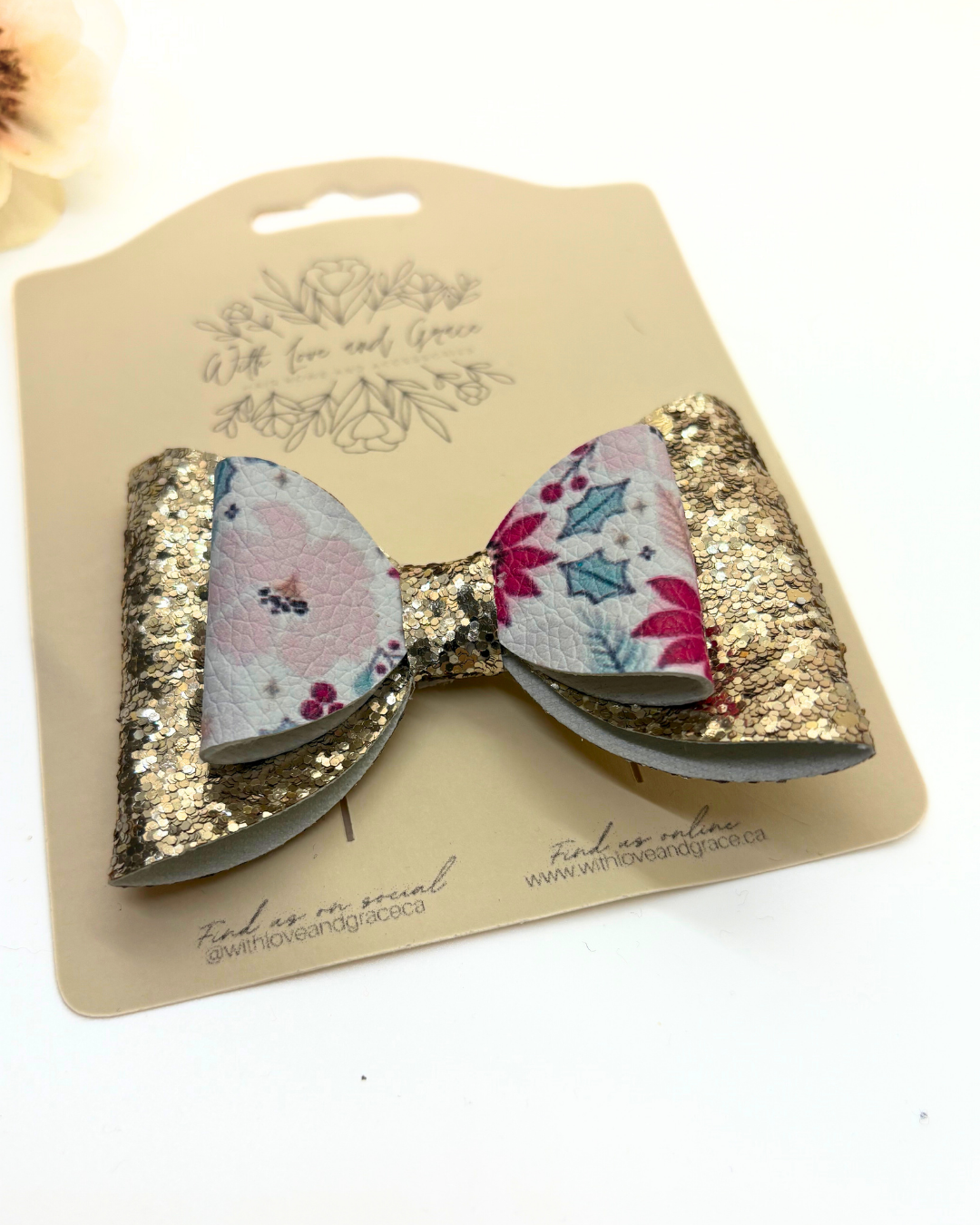 Christmas Floral Classic Bow